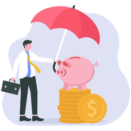 ビジネスマンはお金を確保する  イラスト