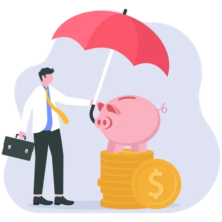 ビジネスマンはお金を確保する  イラスト