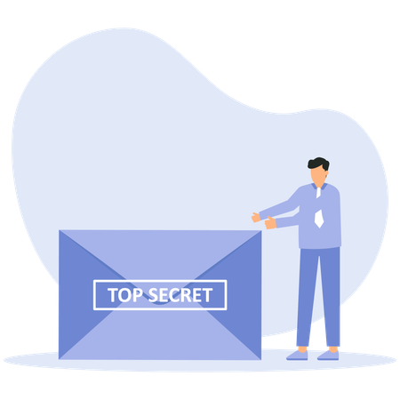 Businessman securing business secrets in envelope  Illustration