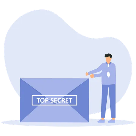 Businessman securing business secrets in envelope  Illustration