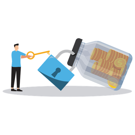 Businessman securing business value  Illustration