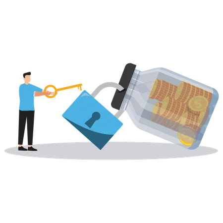 Businessman securing business value  Illustration