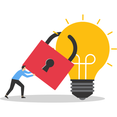 Businessman securing his innovative ideas  Illustration