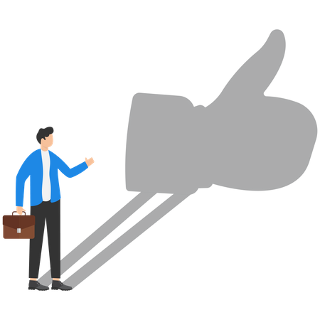 Businessman seeing his silhouette as a thumbs up sign  Illustration