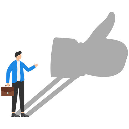 Businessman seeing his silhouette as a thumbs up sign  Illustration