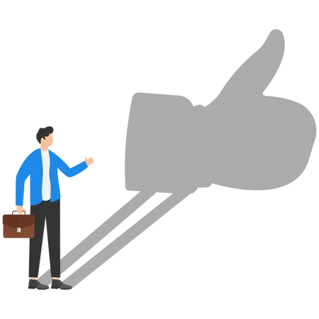 Businessman seeing his silhouette as a thumbs up sign  Illustration