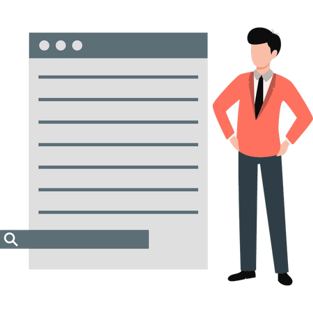 Businessman seeing website search bar  Illustration