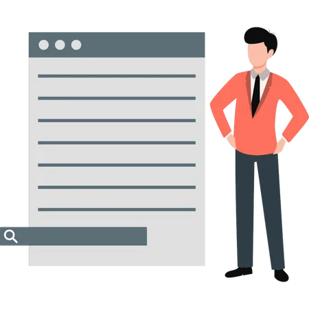 Businessman seeing website search bar  Illustration