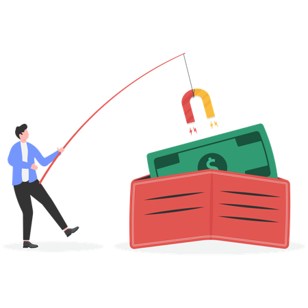 Businessman seek investors to bring money to expand their business to grow and succeed  Illustration