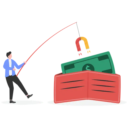 Businessman seek investors to bring money to expand their business to grow and succeed  Illustration