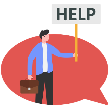 Businessman seeking help in a crisis  Illustration