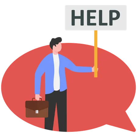 Businessman seeking help in a crisis  Illustration