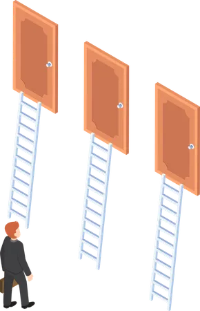 Businessman selecting decision  Illustration