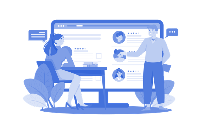 Businessman Selecting Employees Online  Illustration