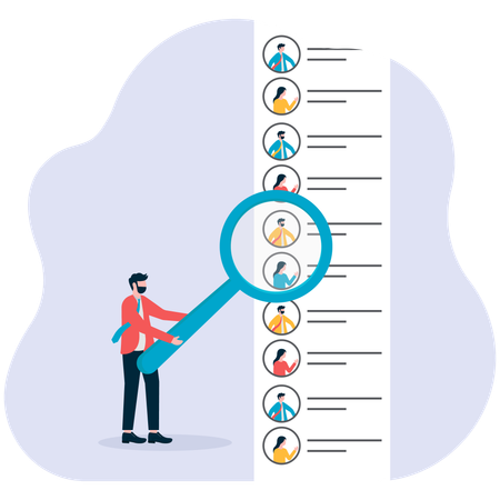Businessman selecting right candidate for job position  Illustration