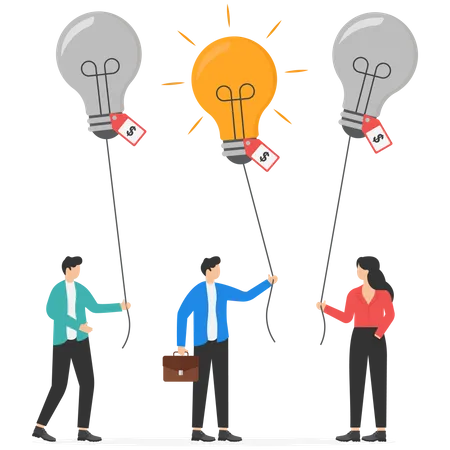 Businessmen Holding A Light Bulb With One Is Brightest Human Resources Selecting The Best Employee With Full Of Ideas Vector Illustration Illustration