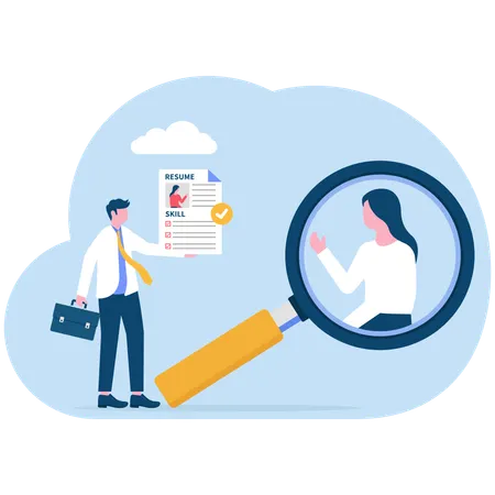 Businessman selects correct candidate  Illustration