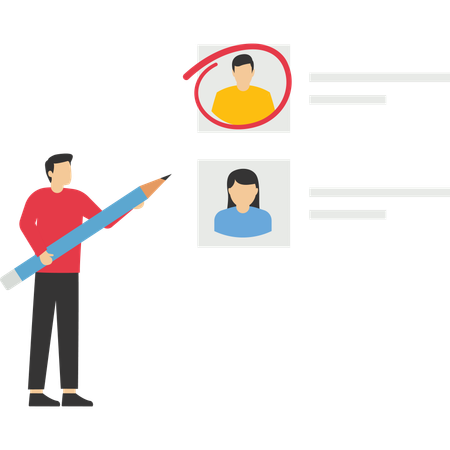 Businessman selects new employee  Illustration