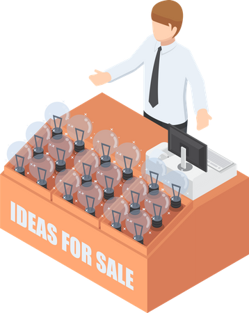 Businessman selling ideas  Illustration