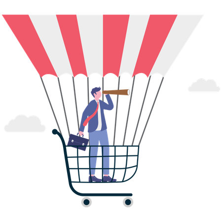 Businessman selling product online  Illustration