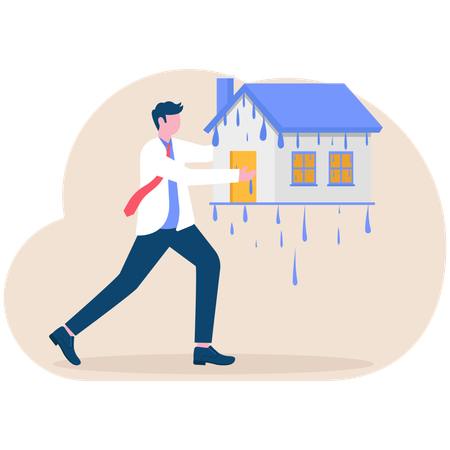 Businessman sells his house  Illustration