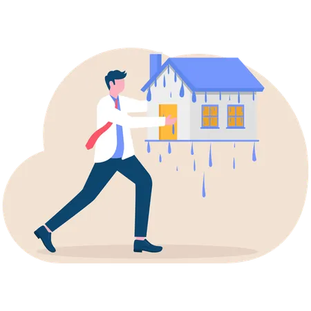 Businessman sells his house  Illustration