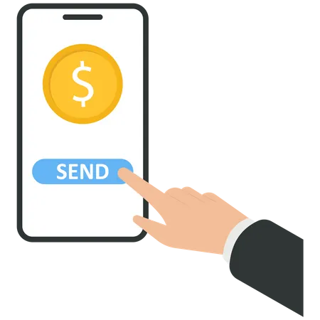 Businessman send US currency by mobile phone  Illustration