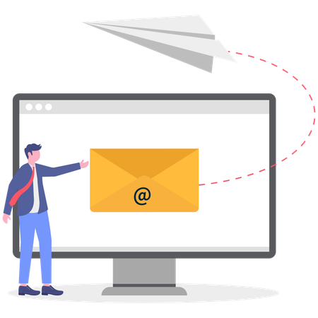 Businessman sending business mail  Illustration