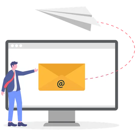 Businessman sending business mail  Illustration