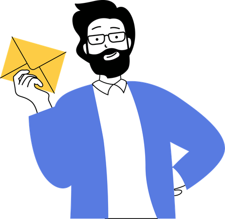 Businessman sending delivery mails to clients  Illustration