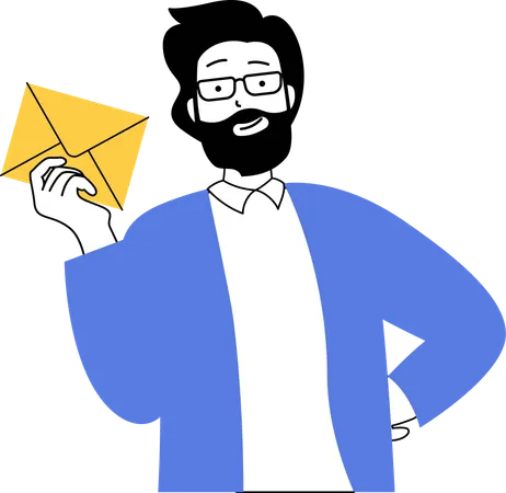 Businessman sending delivery mails to clients  Illustration