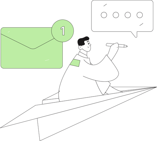Businessman sending email  Illustration