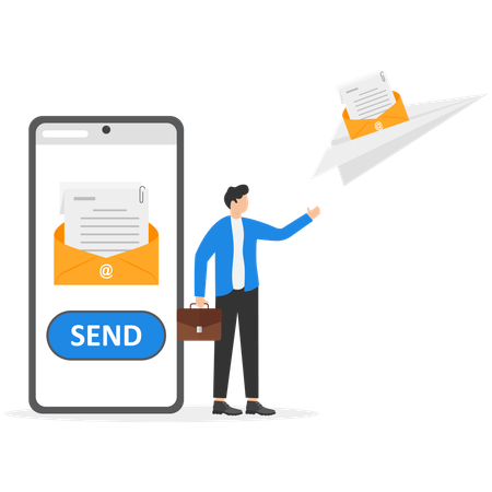 Businessman sending email for email marketing  Illustration