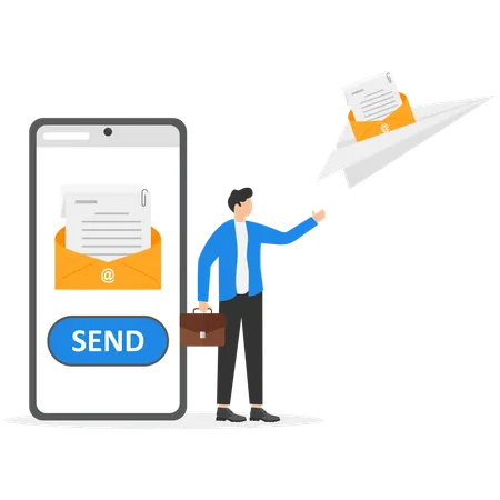 Businessman sending email for email marketing  Illustration