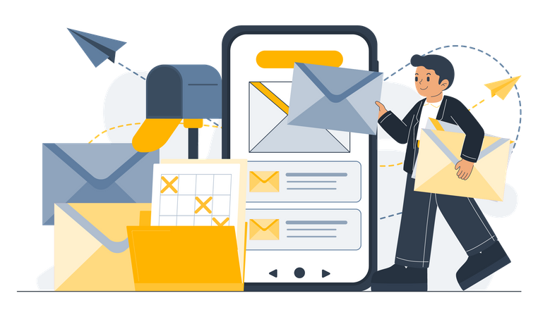 Businessman Sending Email  Illustration