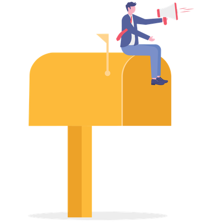 Businessman sending email notification  Illustration
