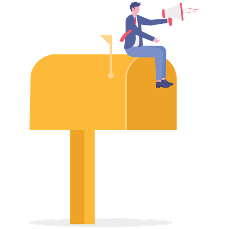 Businessman sending email notification  Illustration