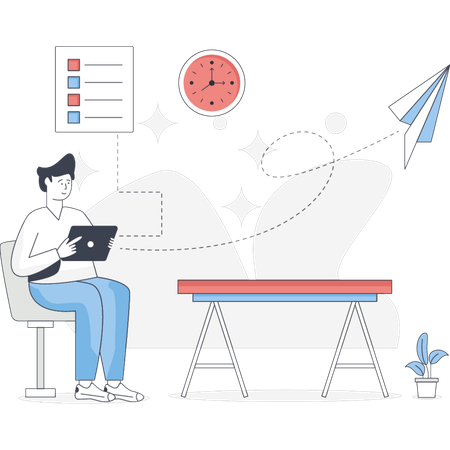 Businessman Sending Emails  Illustration