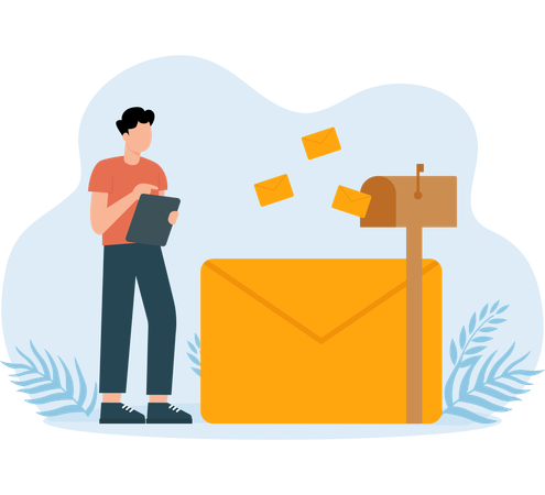 Businessman sending mails in mailbox  Illustration