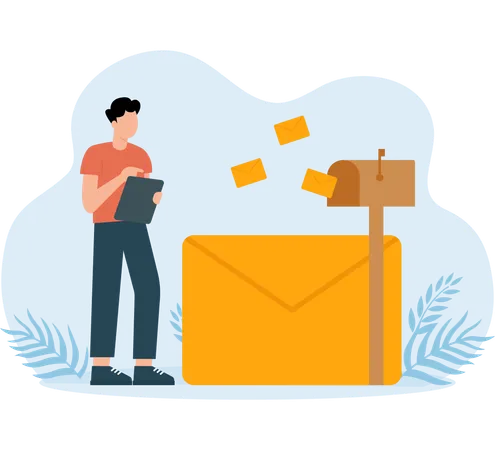 Businessman sending mails in mailbox  Illustration