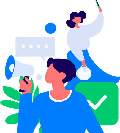 Businessman sending marketing mails to customers  Illustration