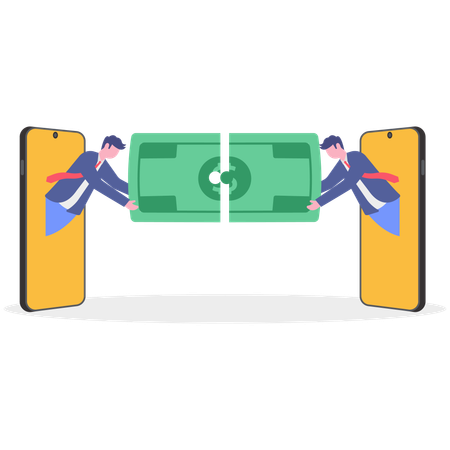 Businessman sending money online  Illustration