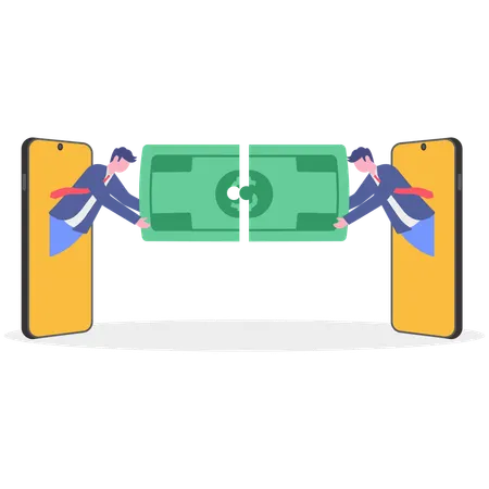 Businessman sending money online  Illustration