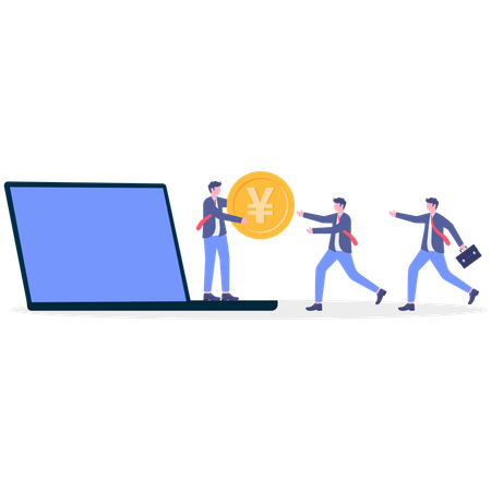 Businessman sending online money  Illustration