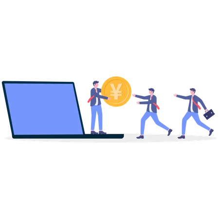 Businessman sending online money  Illustration