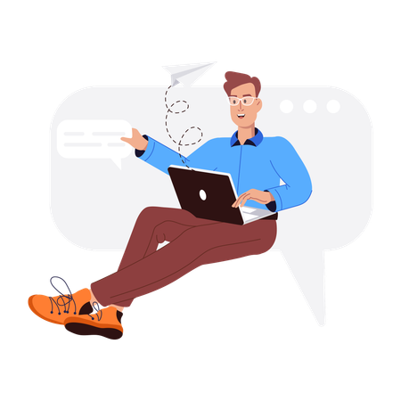 Businessman sending promotional emails  Illustration