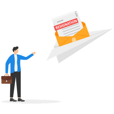 Businessman sending resignation letter to chief  Illustration