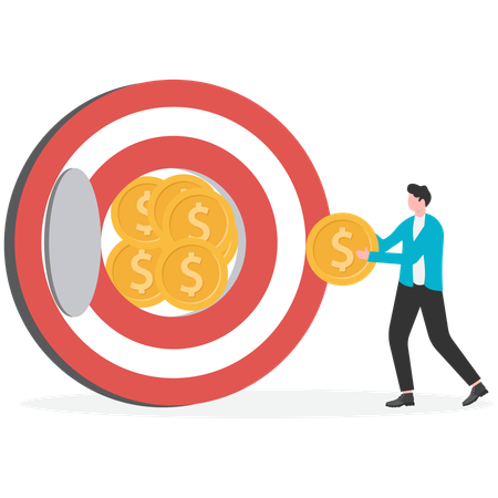 Businessman set money target  Illustration