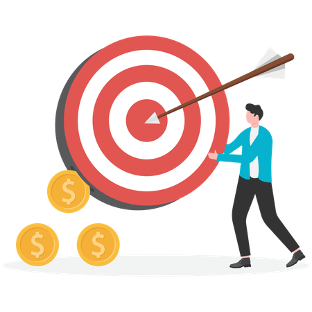 Businessman set money target  Illustration