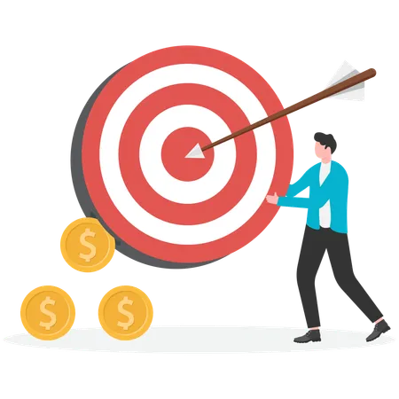 Businessman set money target  Illustration